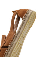 Women's Tan Suede Leather Espadrille | Derimod