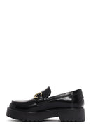 Women's Black Buckle Detailed Thick-Soled Leather Masculine Loafer | Derimod