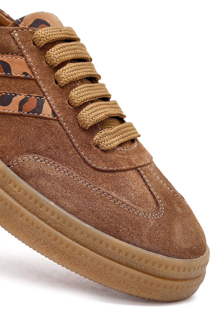 Kadın Taba Bağcıklı Süet Deri Sneaker