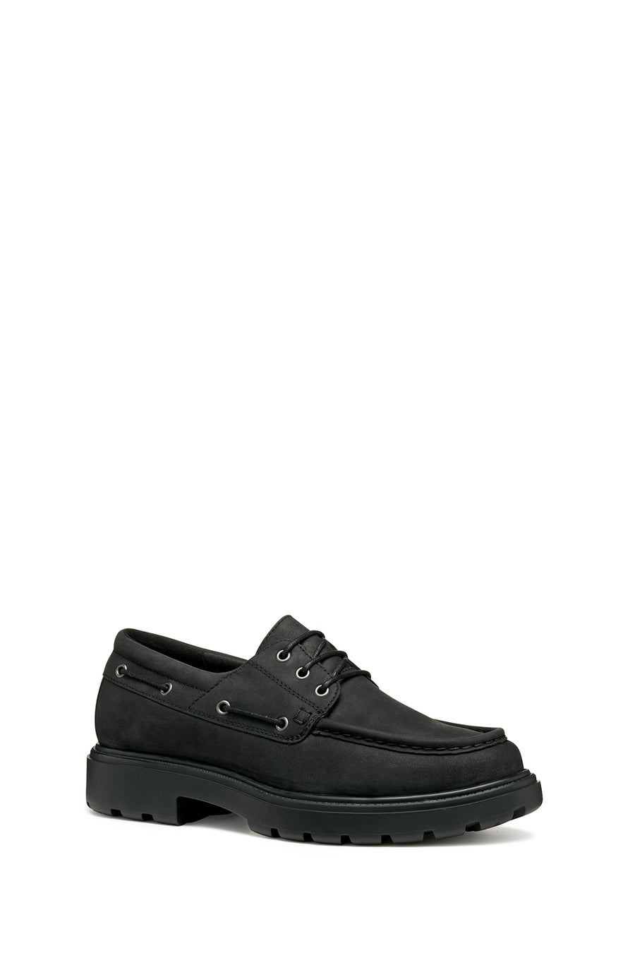Geox Men Black U Spherica Ec7 B - Pull Up Lea Lace-Up Suede Leather Casual Shoe
