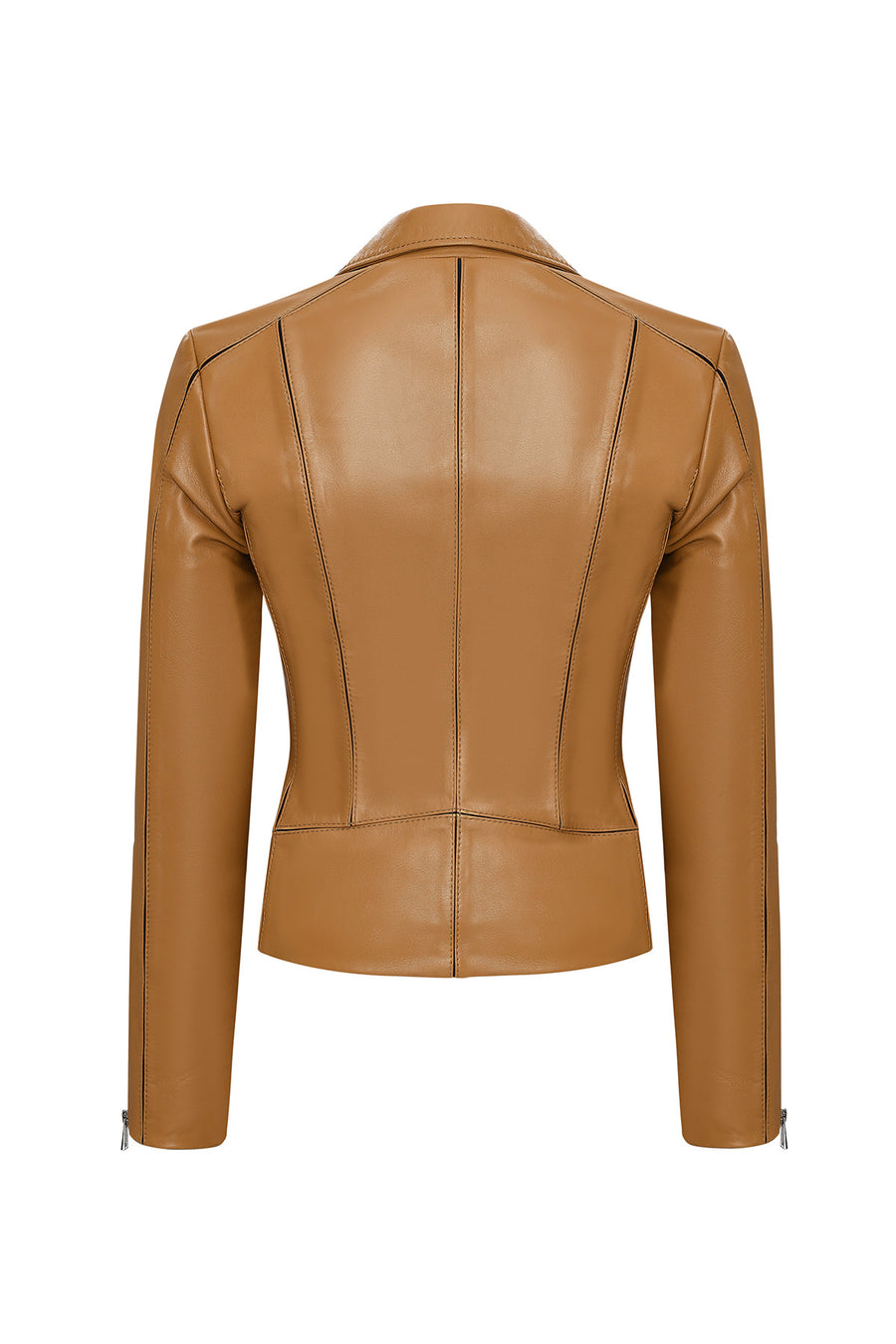 Bella Women Camel Biker Short Leather Jacket