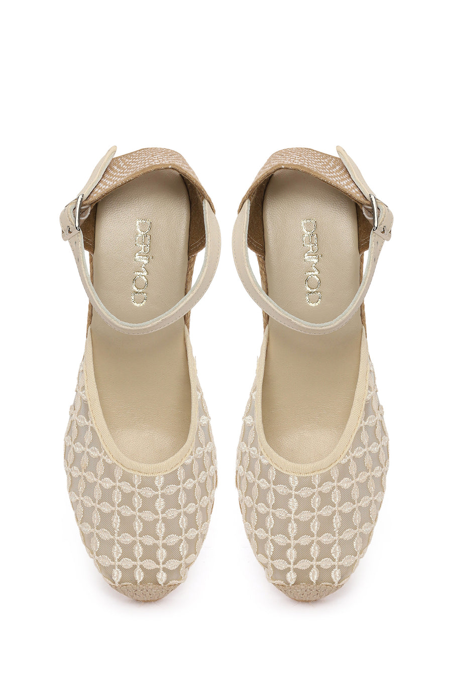 Women's Cream-Colored Ankle Buckle Platform Espadrilles