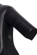 Woman Black Zip Closure High Thick-Heeled Leather Boots | Derimod