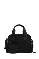Woman Black Long-Strap Accessory-Detail Fabric Shoulder Bag | Derimod