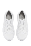 Women's White Thick Sole Lace Up Leather Sneaker | Derimod