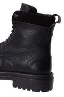 Men's Black Leather Zippered Casual Boots | Derimod