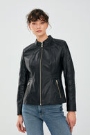 Lydia Women's Black Regular Short Leather Jacket | Derimod