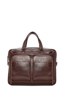 Men's Brown Long Strap Leather Briefcase | Derimod