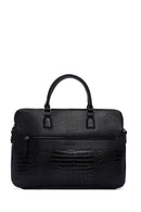 Men's Black Long Strap Leather Briefcase | Derimod