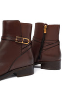 Woman Brown Zippered Leather Boat | Derimod