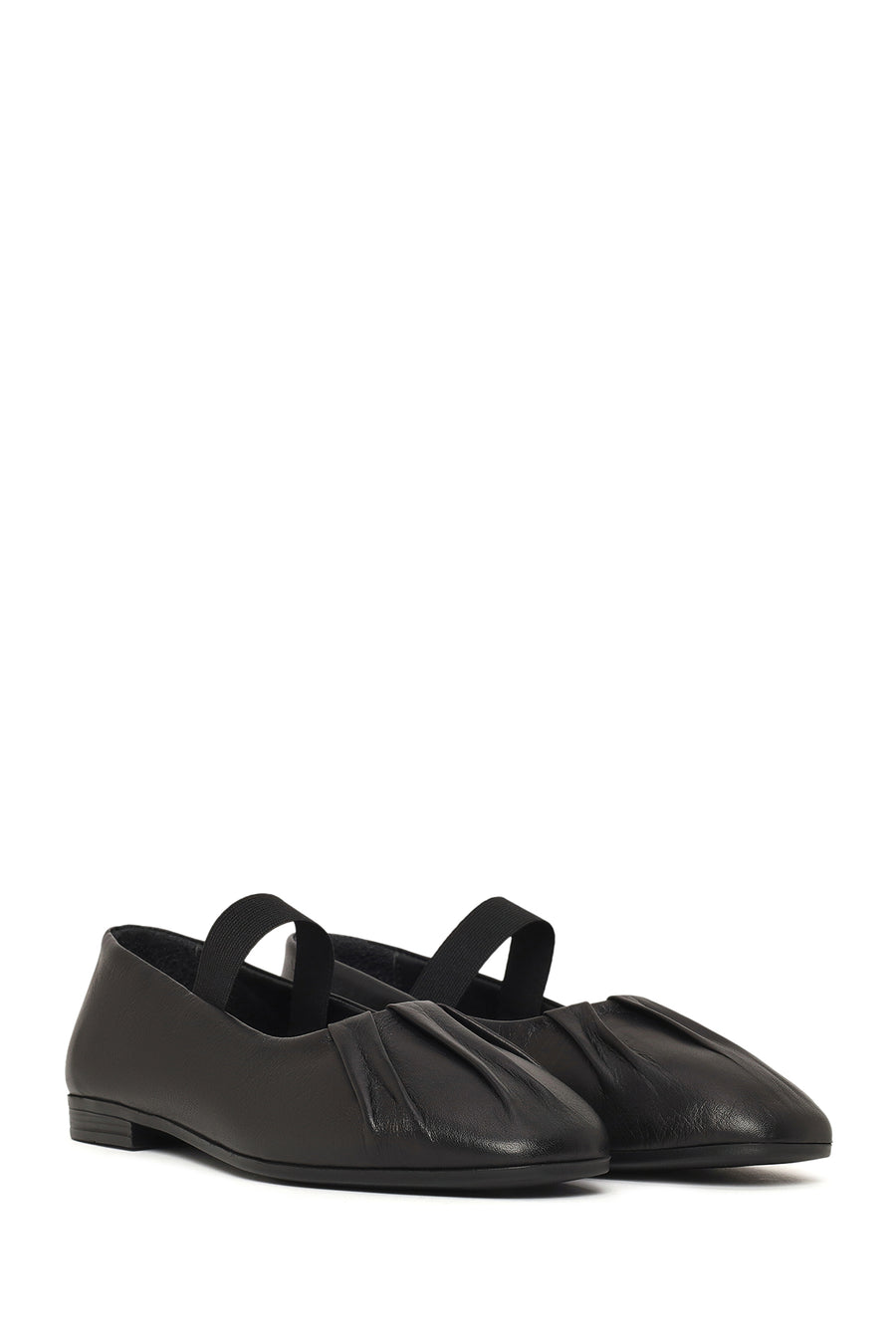 Women's Black Banded Leather Ballerinas