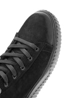 Men's Black Lace-Up Nubuck Leather High Top Sneakers | Derimod