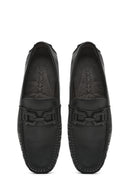 Men's Black Buckled Leather Loafer | Derimod