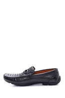 Erkek Siyah Deri Örgülü Casual Loafer | Derimod