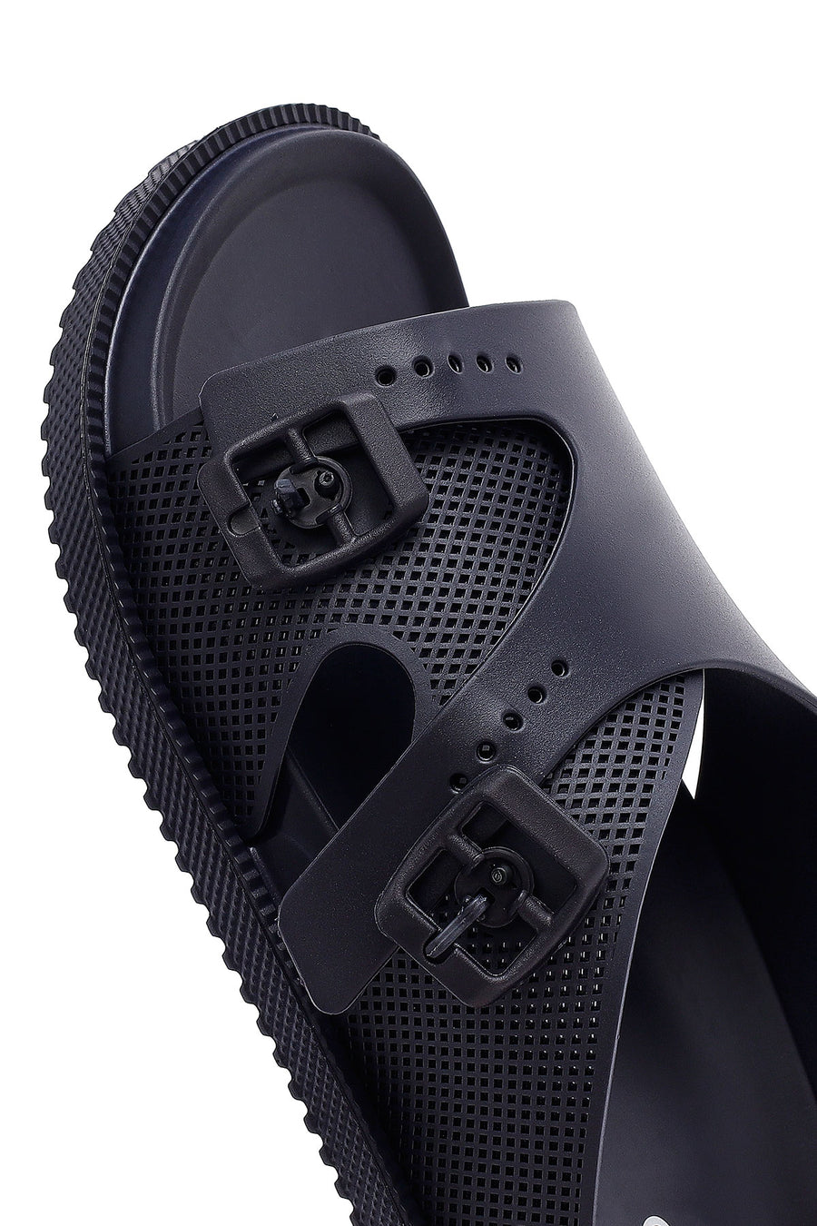 Men's Navy Blue Buckled Slippers