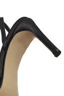 Women's Black Ankle Buckle High Thin Heel Fabric Sandals | Derimod