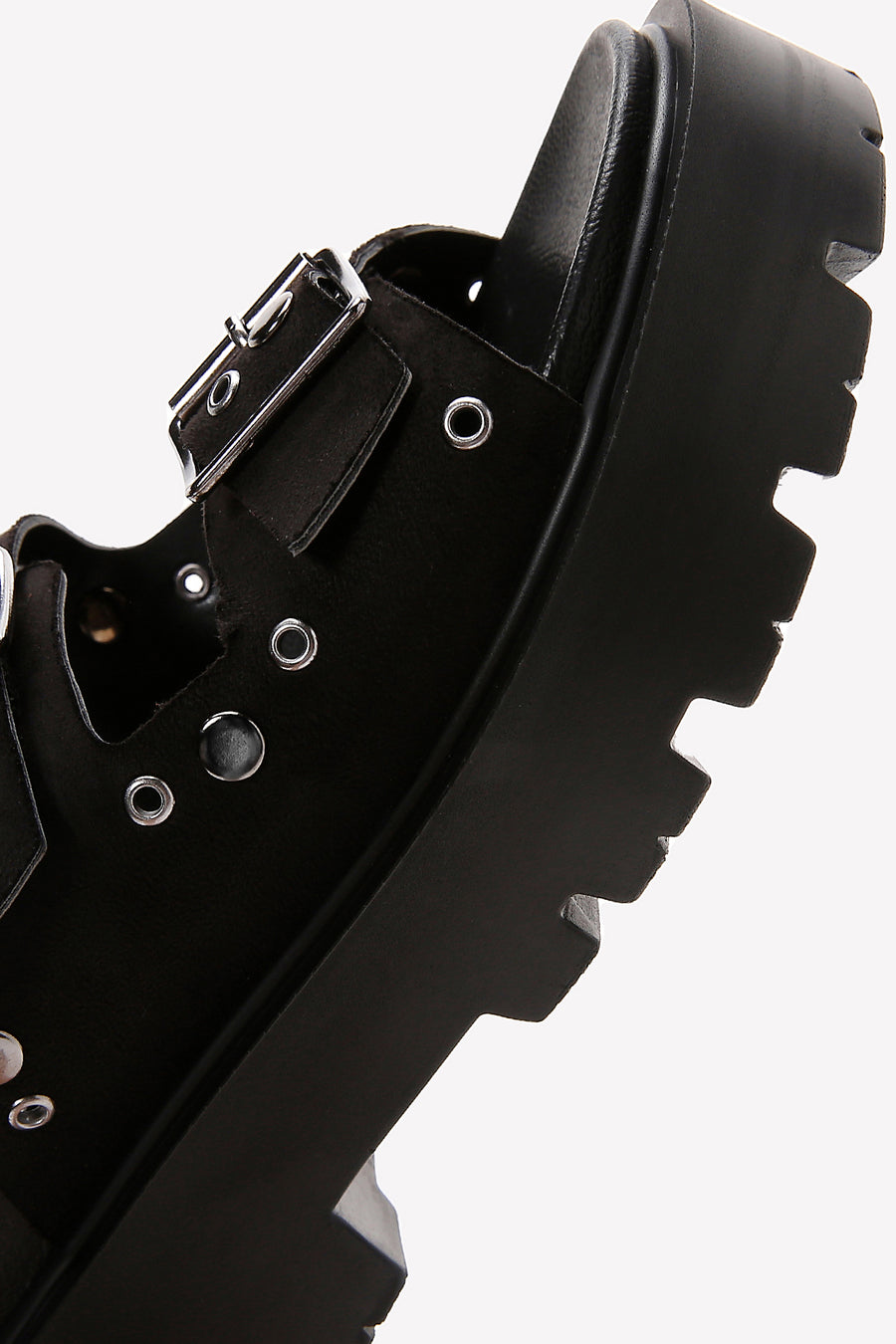 Women's Black Suede Double Buckle Thick Soled Slippers