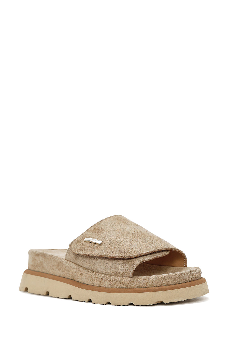 Women's Beige Suede Leather Slippers