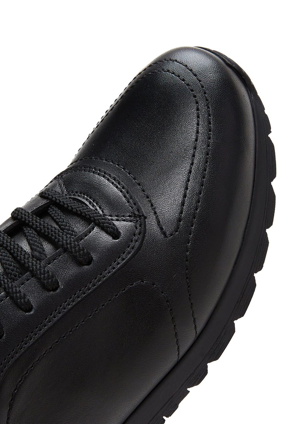 Erkek Siyah Bağcıklı Deri Casual Sneaker