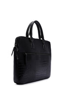 Men's Black Long Strap Leather Briefcase | Derimod