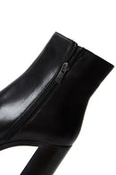 Women's Black Leather Zippered Heeled Boots | Derimod