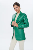 Dalida Women's Green Leather Jacket | Derimod