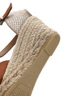 Women's Orange Ankle Strap Wedge Heel Suede Leather Espadrilles | Derimod