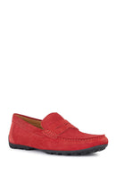 Geox Men's Red Kosmopolis + Grip Suede Leather Casual Loafer | Derimod