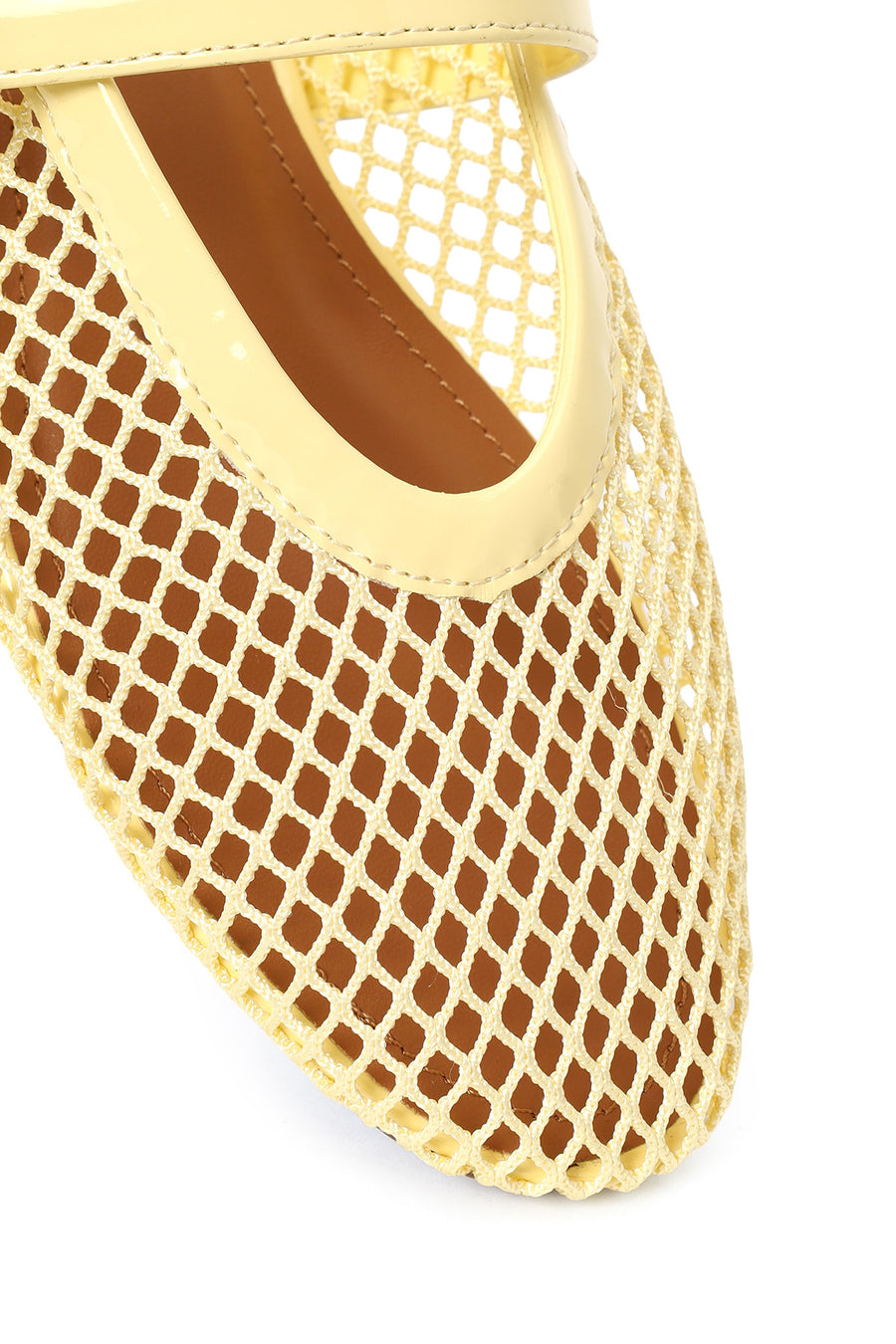 Woman Yellow Mesh Ballerine Shoes
