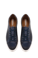 Men's Navy Blue Lace-Up Leather Sneaker | Derimod