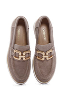 Women's Beige Suede Leather Buckle Loafer | Derimod