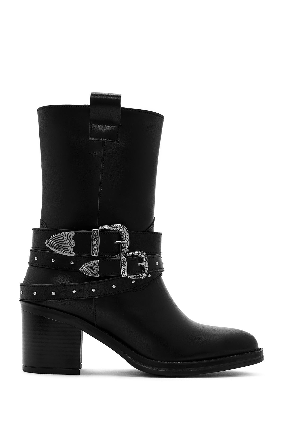 Women's Black Buckle Detailed Cowboy Boots 24WFE221418 | Derimod