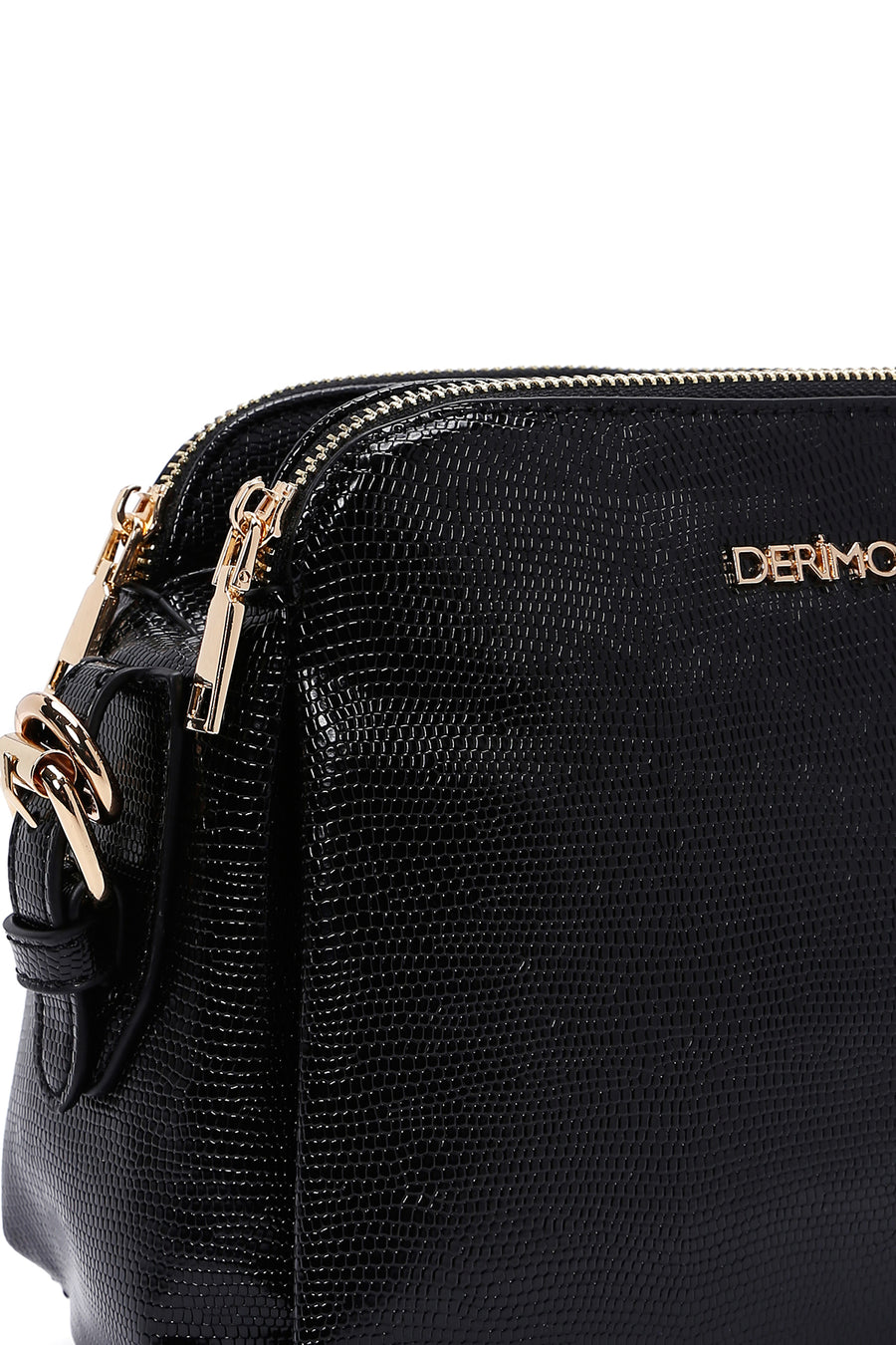 Woman Black Long-Strap Printed Crossbody Bag
