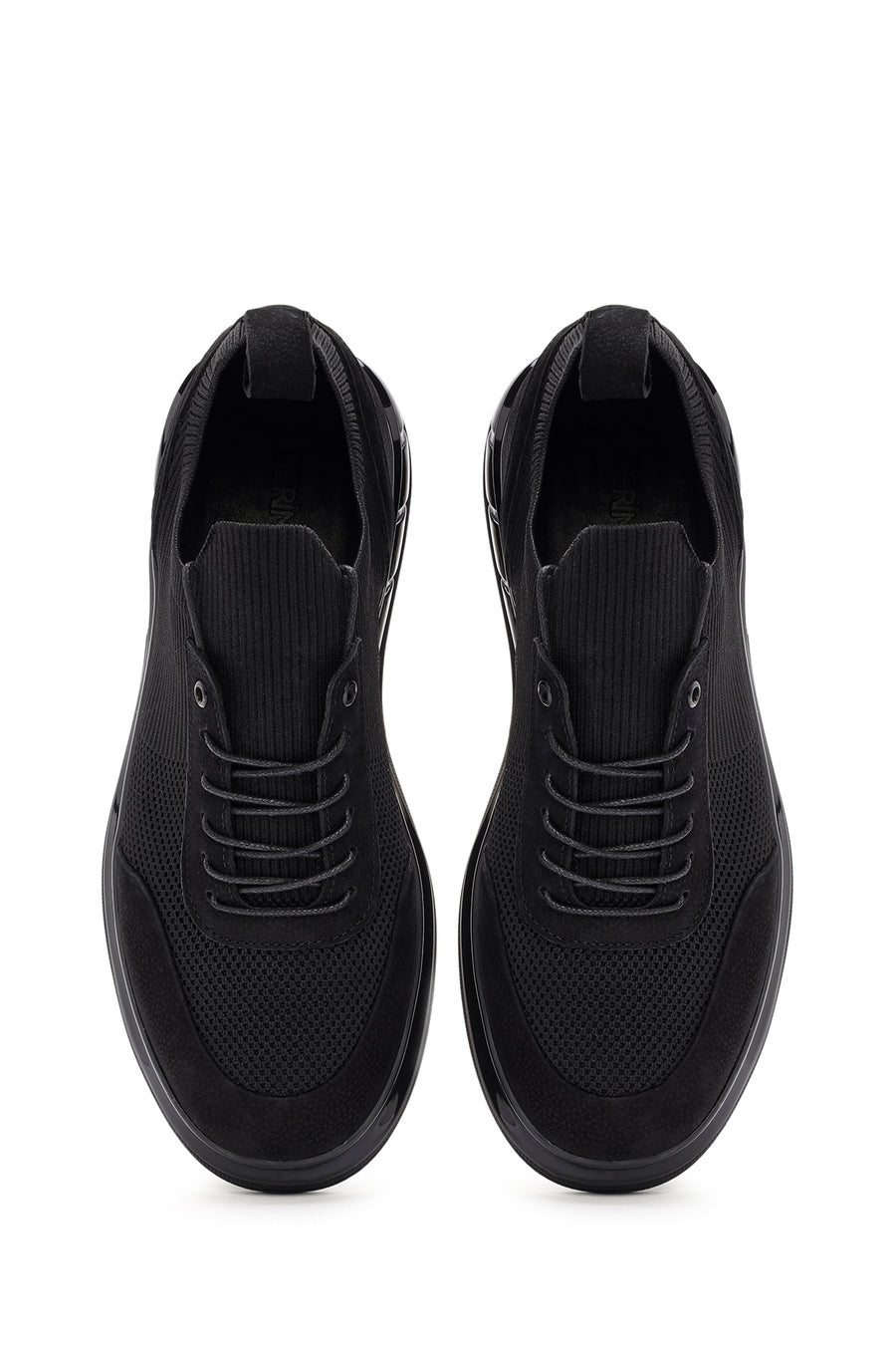 Men's Black Thick Sole Lace Up Fabric Sneaker