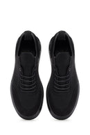 Men's Black Thick Sole Lace Up Fabric Sneaker | Derimod