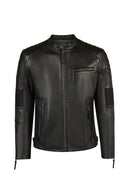 Lavine Male Black Slim-Fit Leather Jacket | Derimod
