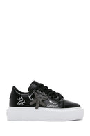 Women's Black Stone Thick Soled Sneaker | Derimod