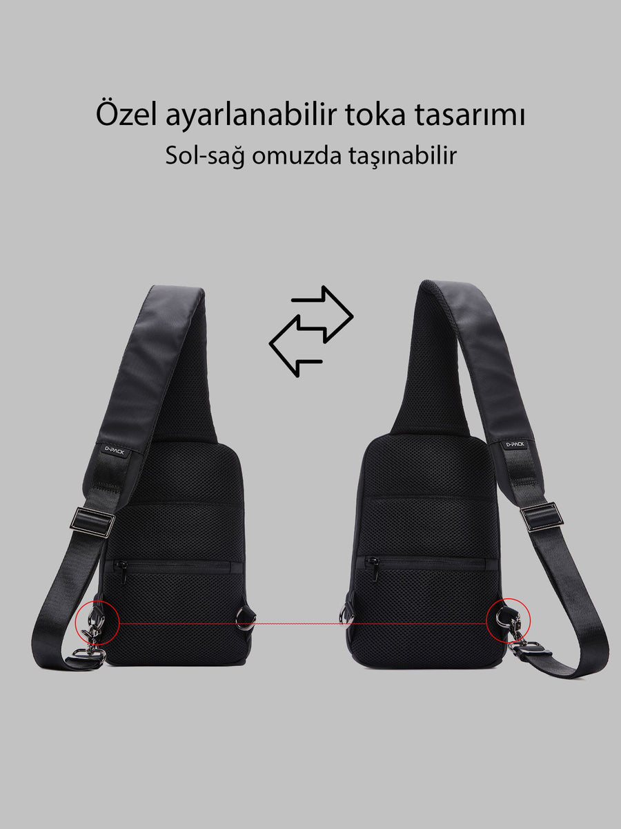 D-Pack Erkek Siyah Teknolojik Kumaş Çapraz Çanta