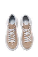 Women's Beige Patent Leather Thick Soled Sneaker | Derimod