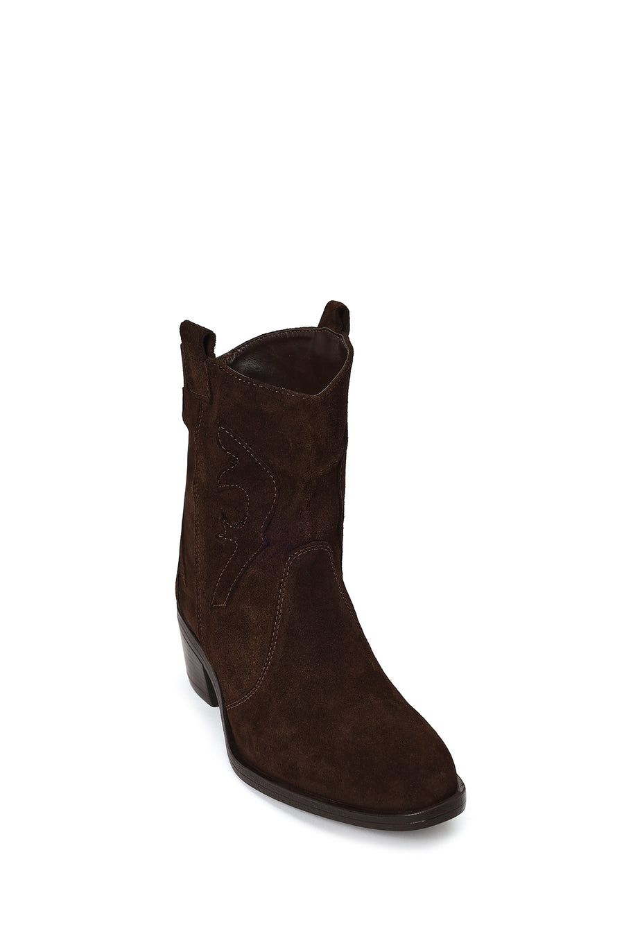 Woman Brown Chunky Heeled Suede Leather Cowboy Boots