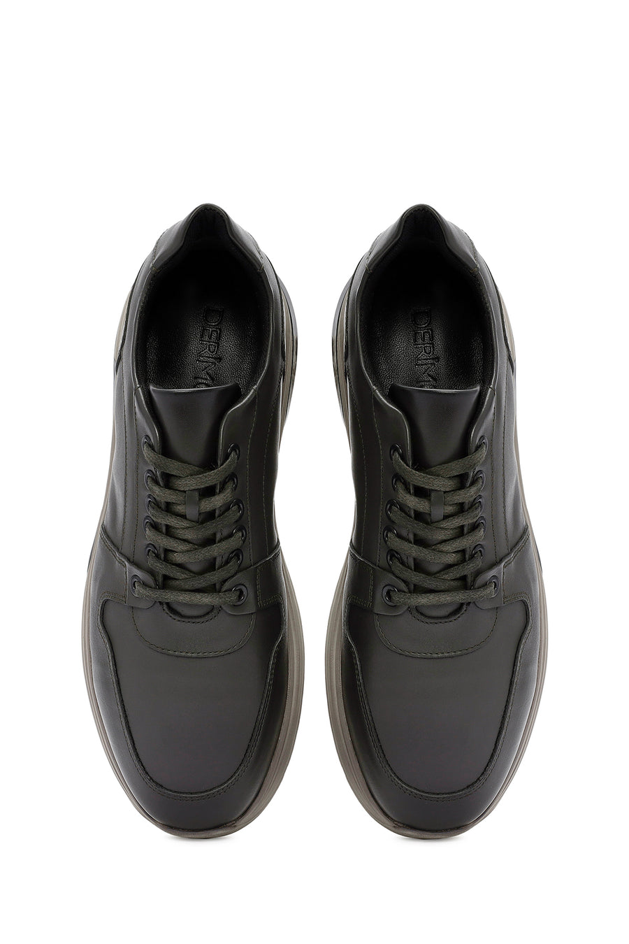 Erkek Yeşil Bağcıklı Deri Casual Sneaker