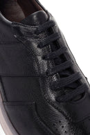 Men's Black Lace-up Thick-Sole Leather Casual Sneaker | Derimod