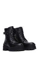 Women's Black Leather Thick Soled Boots | Derimod