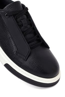 Erkek Siyah Bağcıklı Kalın Tabanlı Deri Sneaker | Derimod