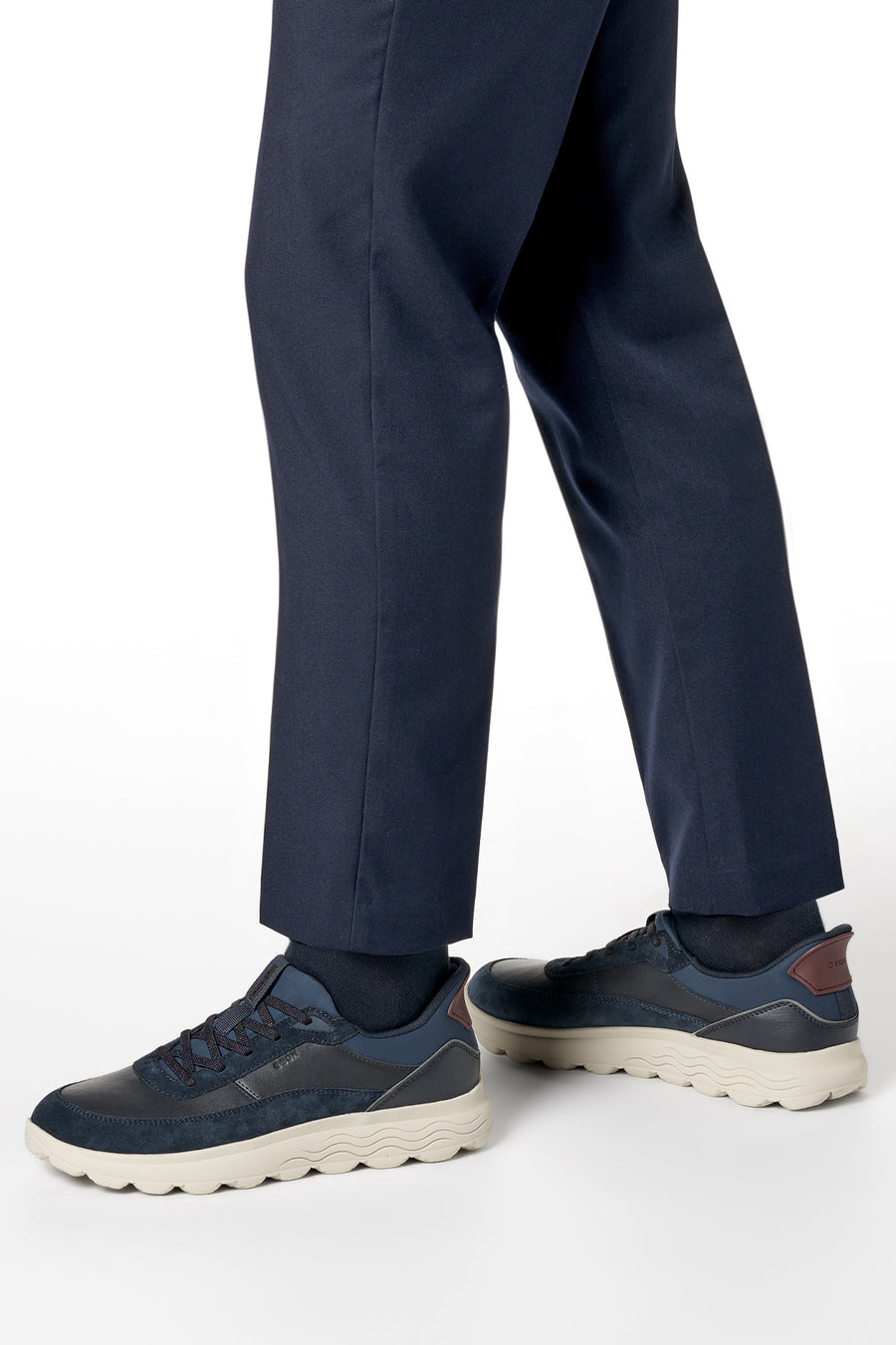 Geox Erkek Lacivert U Spherıca Plus A - Nappa+Sued Bağcıklı Kalın Tabanlı Süet Sneaker