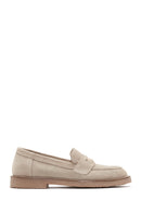 Women's Beige Suede Leather Loafer | Derimod