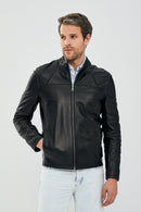 Neymar Men's Black Slim-Fit Short Leather Jacket | Derimod