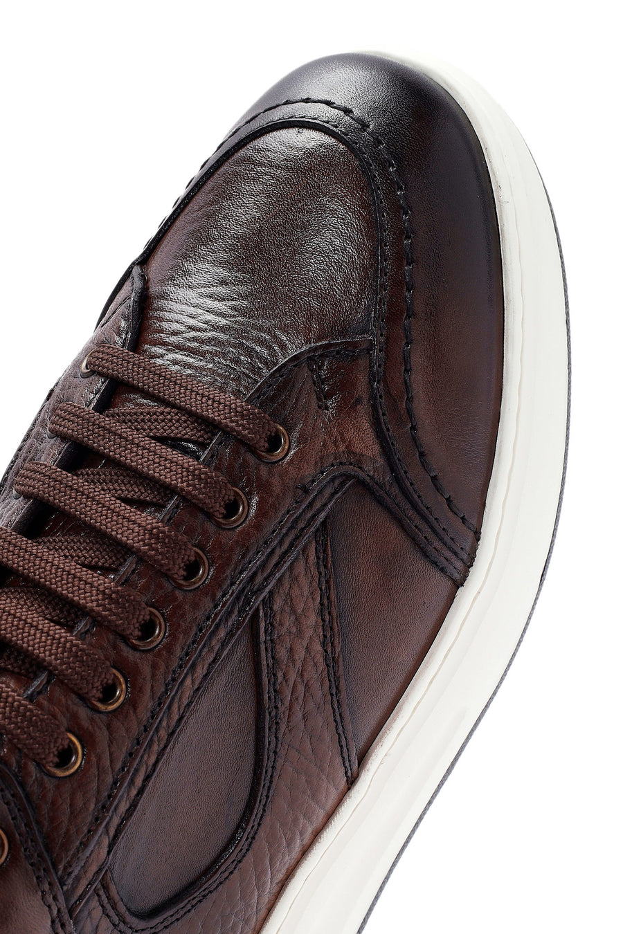 Men's Brown Lace-Up Leather Sneaker