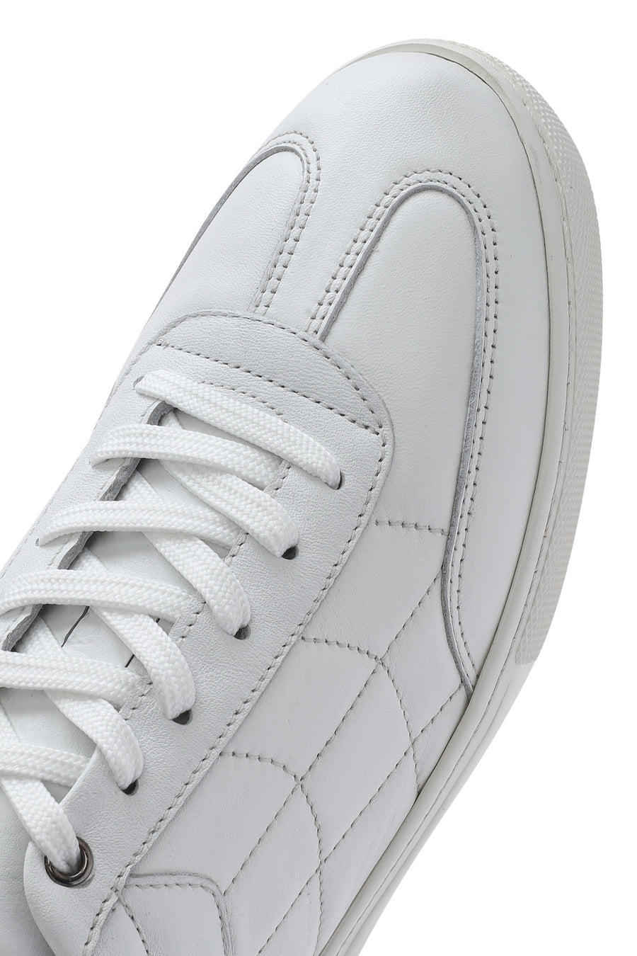 Men's White Lace-up Leather Sneaker