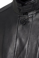 Barella Men's Black Collar Furry Leather Trench Coat | Derimod